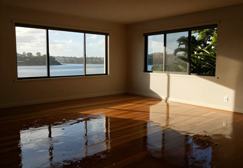 Damp subfloor with visible moisture damage in Dover Heights home